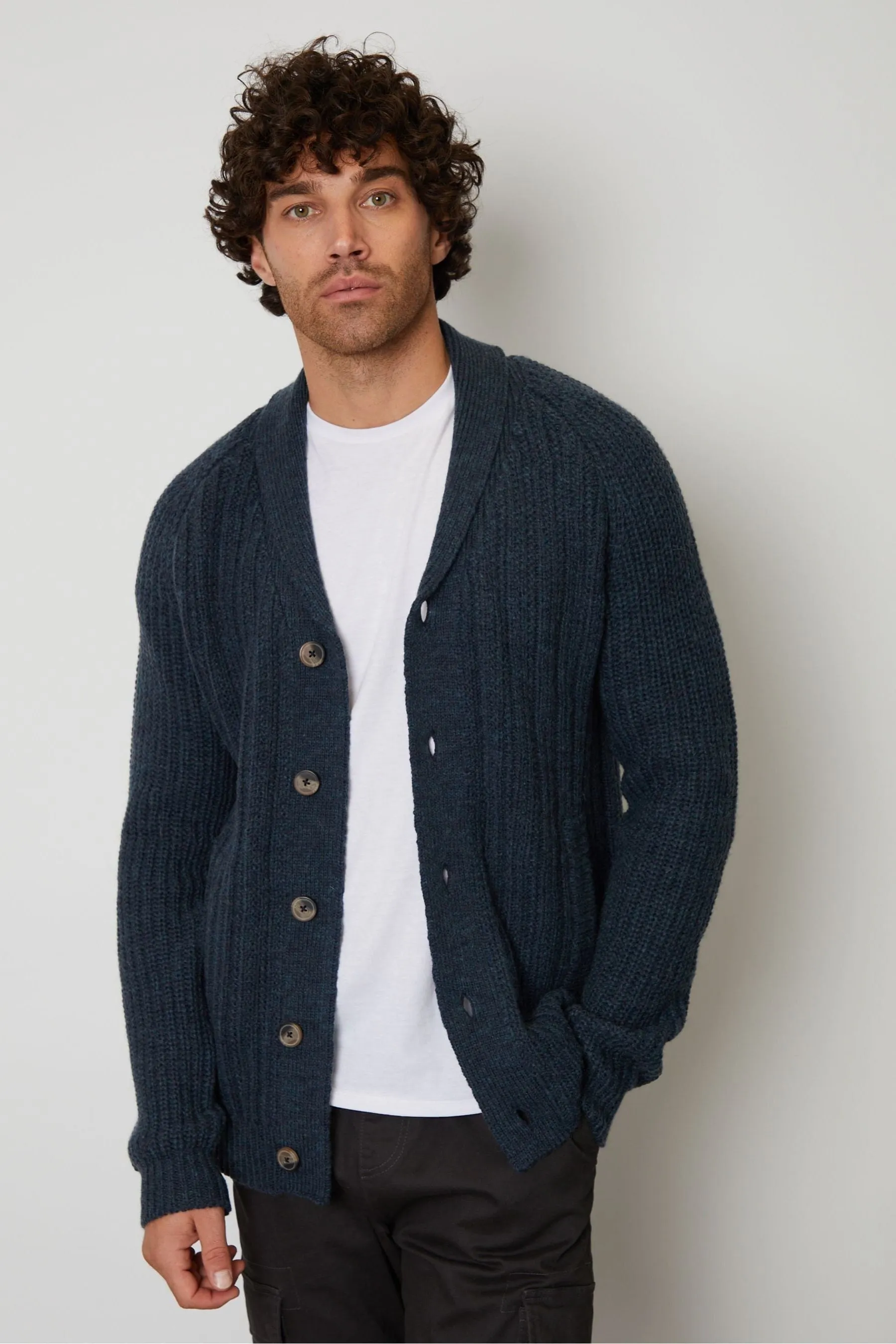 Threadbare - Cardigan Blend in lana con collo sciallato
