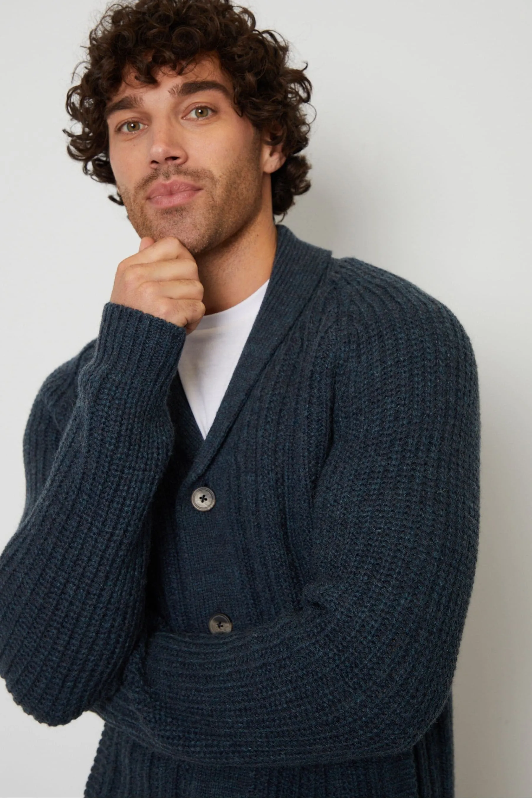 Threadbare - Cardigan Blend in lana con collo sciallato