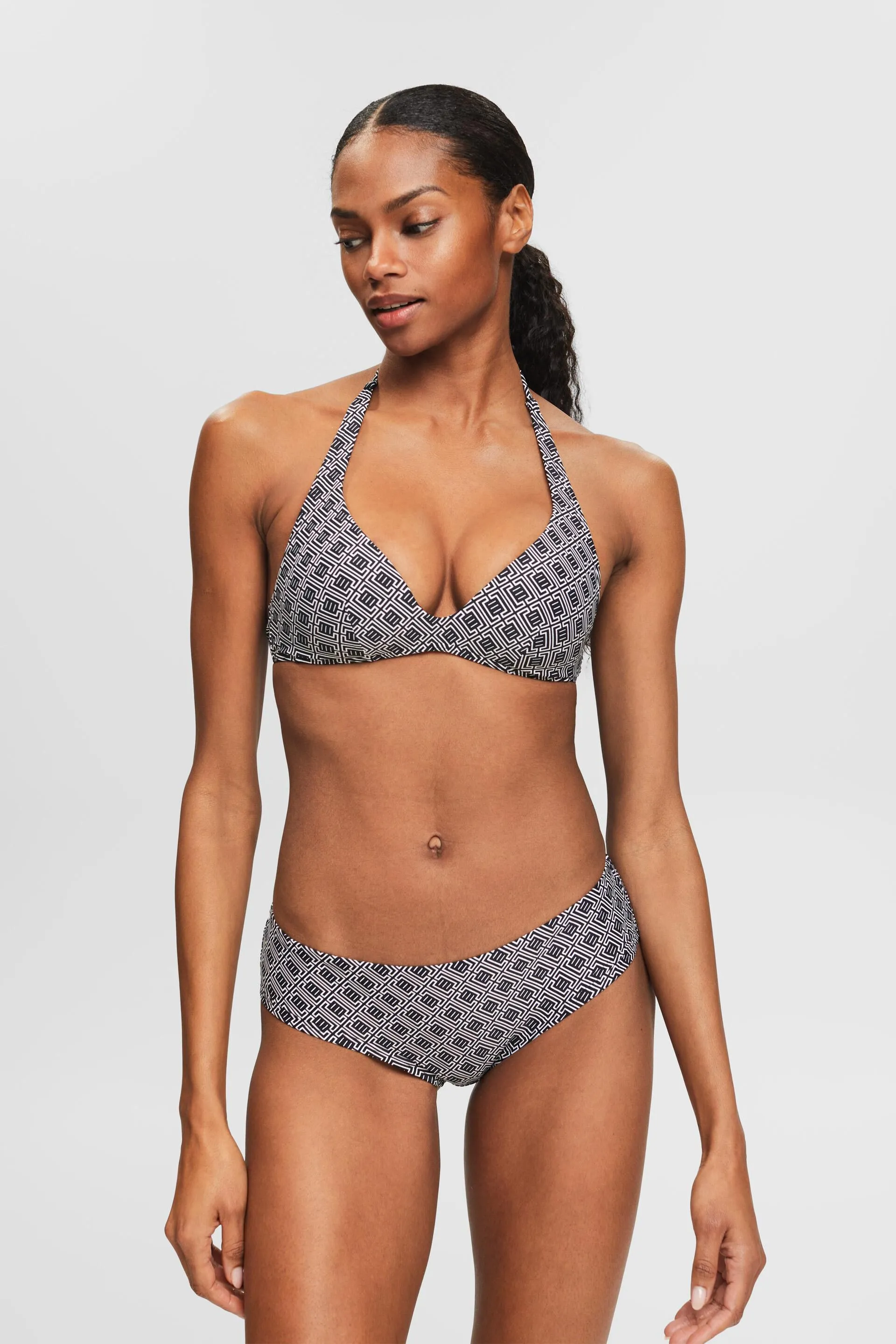 Top da bikini allacciato al collo con stampa