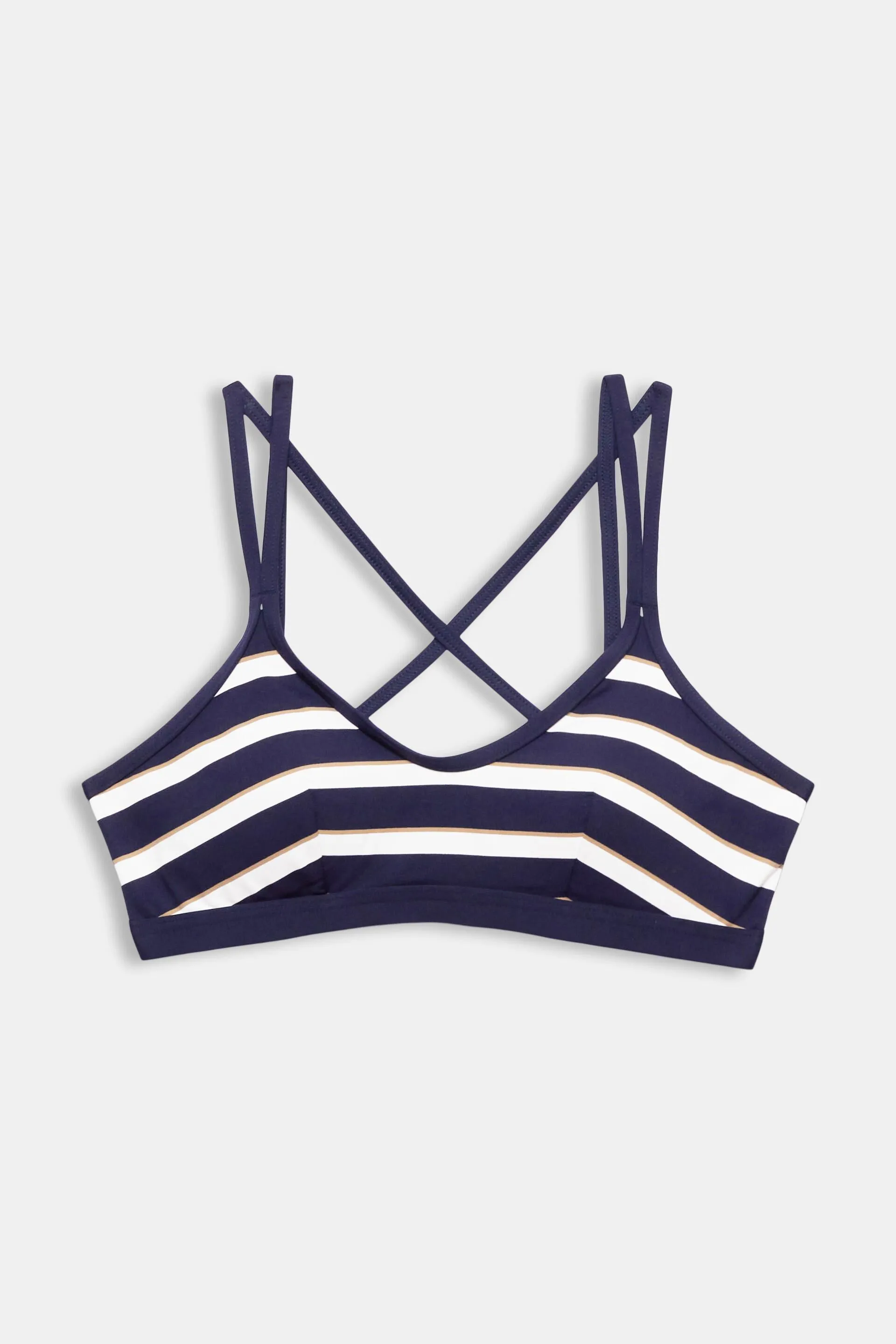Top da bikini imbottito con righe & spalline incrociate