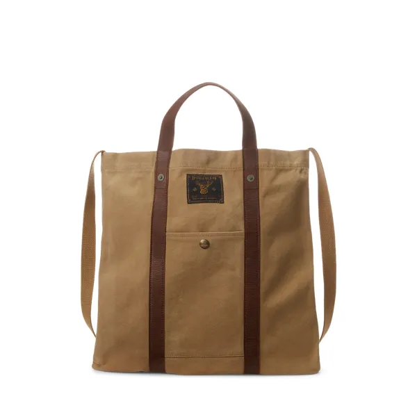 Tote in tela con finitura in pelle