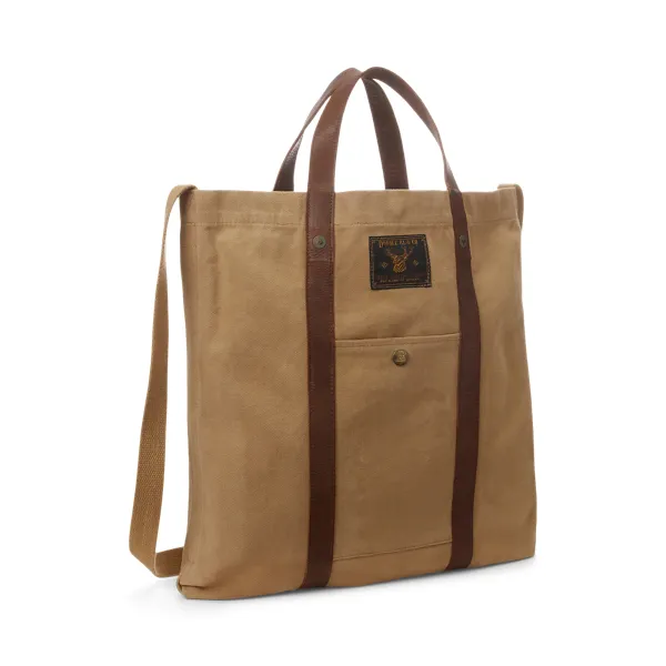 Tote in tela con finitura in pelle
