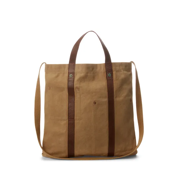 Tote in tela con finitura in pelle