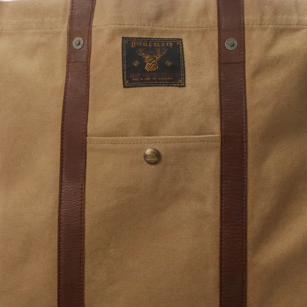 Tote in tela con finitura in pelle