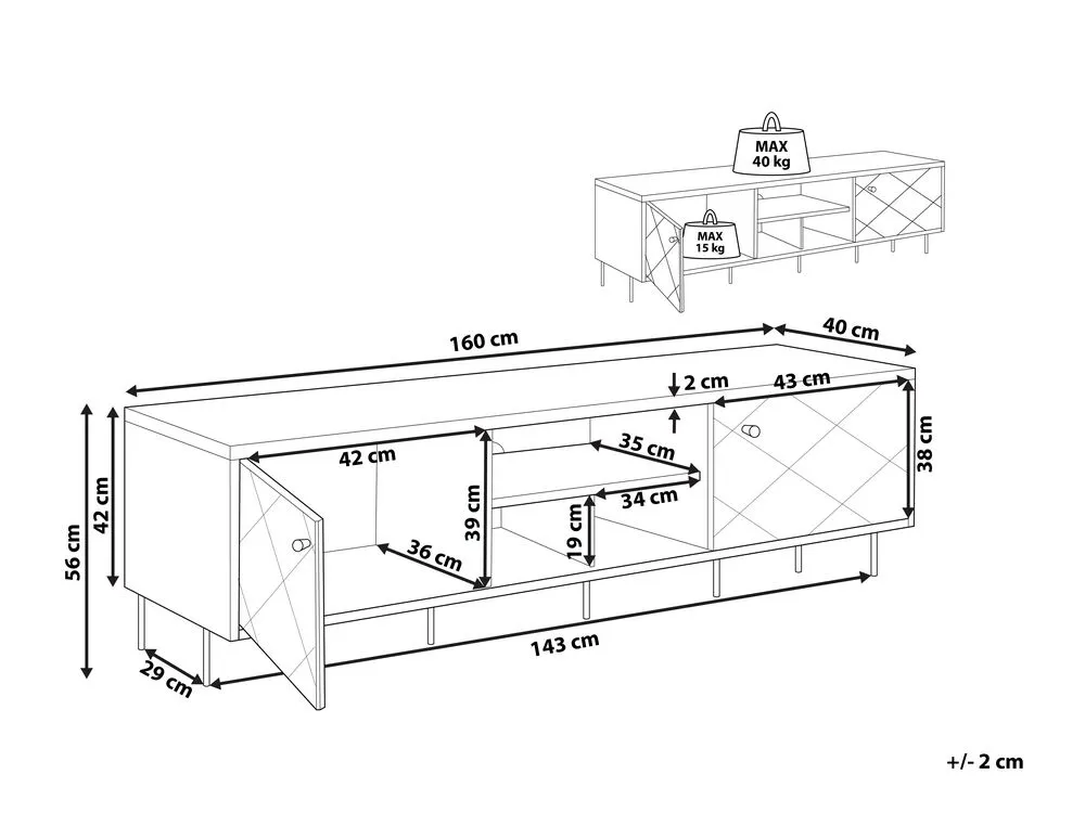 TV Stand PALMER Dark Brown/ Grey