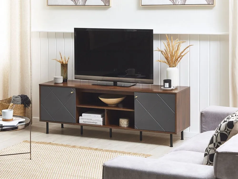 TV Stand PALMER Dark Brown/ Grey