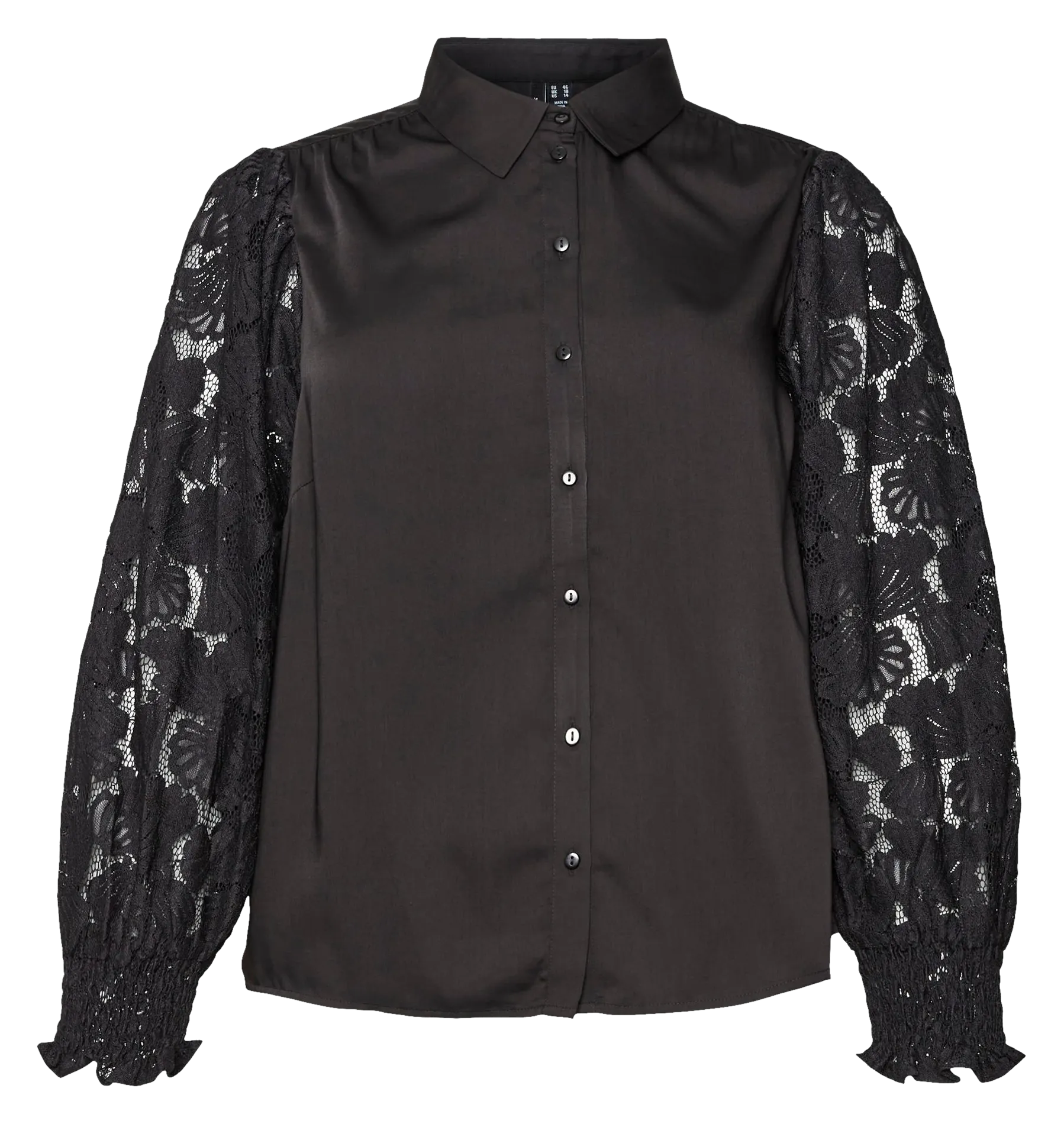  VERO MODA CURVE   CABENA - Camicia collo classico con ricami traforati | Nero