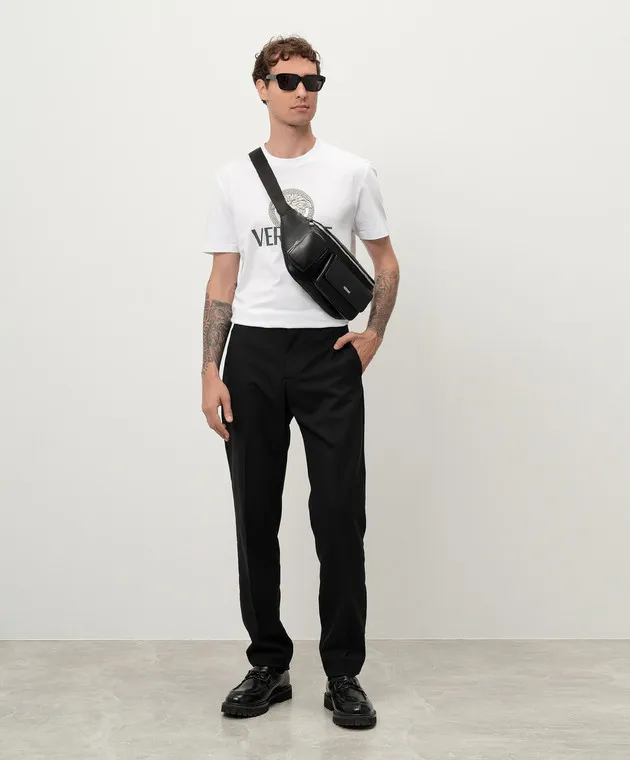Versace Pantaloni in lana con logo Medusa Biggie neri 10140571A07454