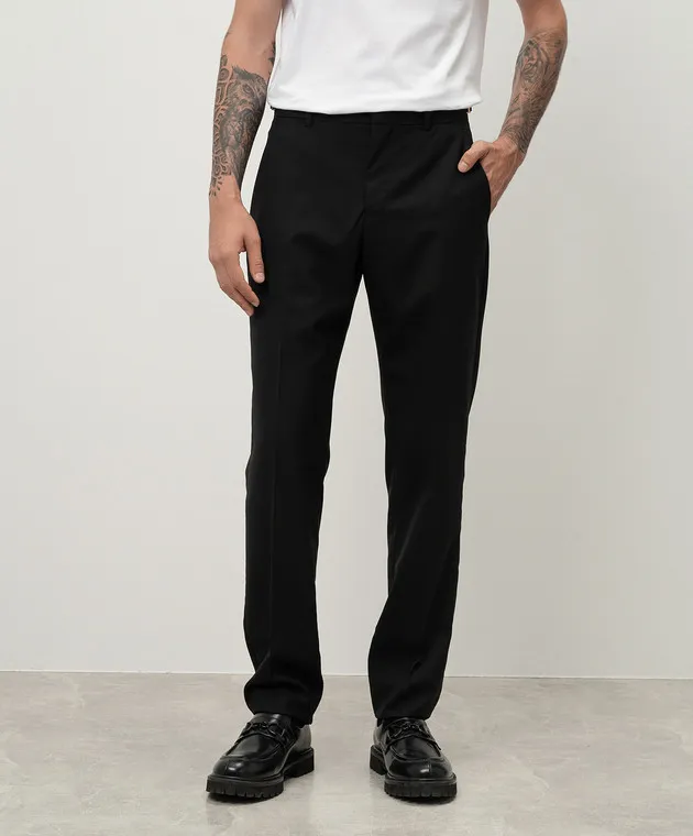 Versace Pantaloni in lana con logo Medusa Biggie neri 10140571A07454
