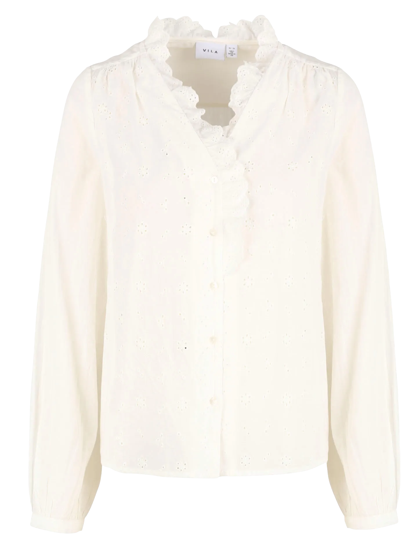  VILA   Camicia scollo a V in cotone | Bianco