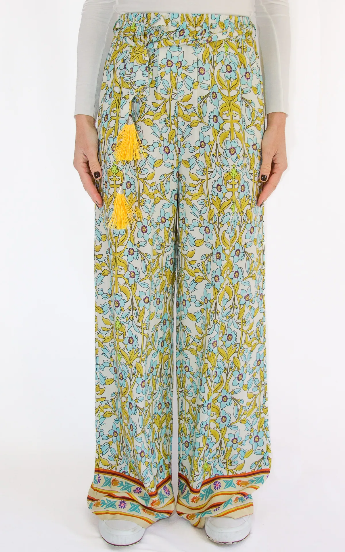 WuSide – pantalone palazzo fantasia – burro
