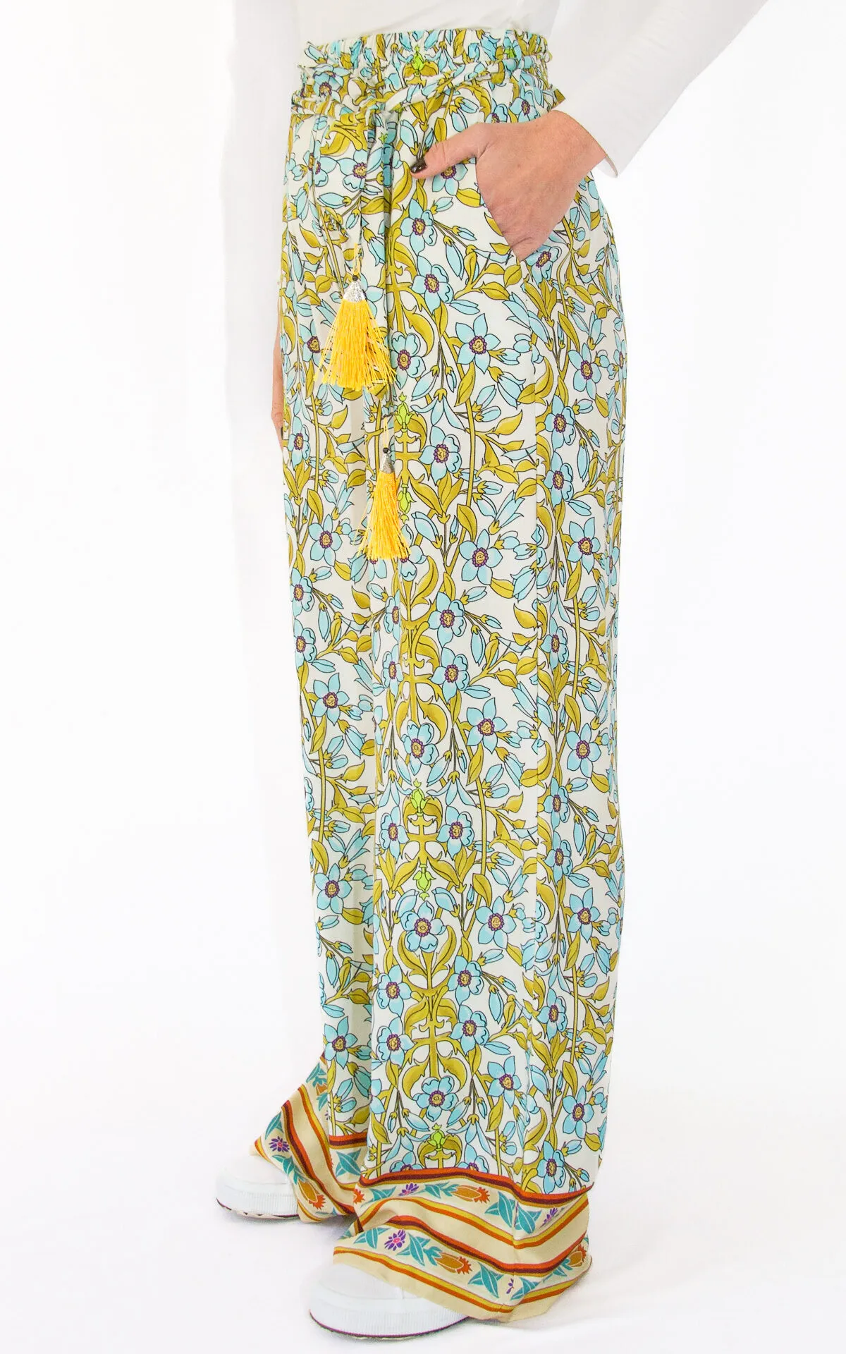 WuSide – pantalone palazzo fantasia – burro