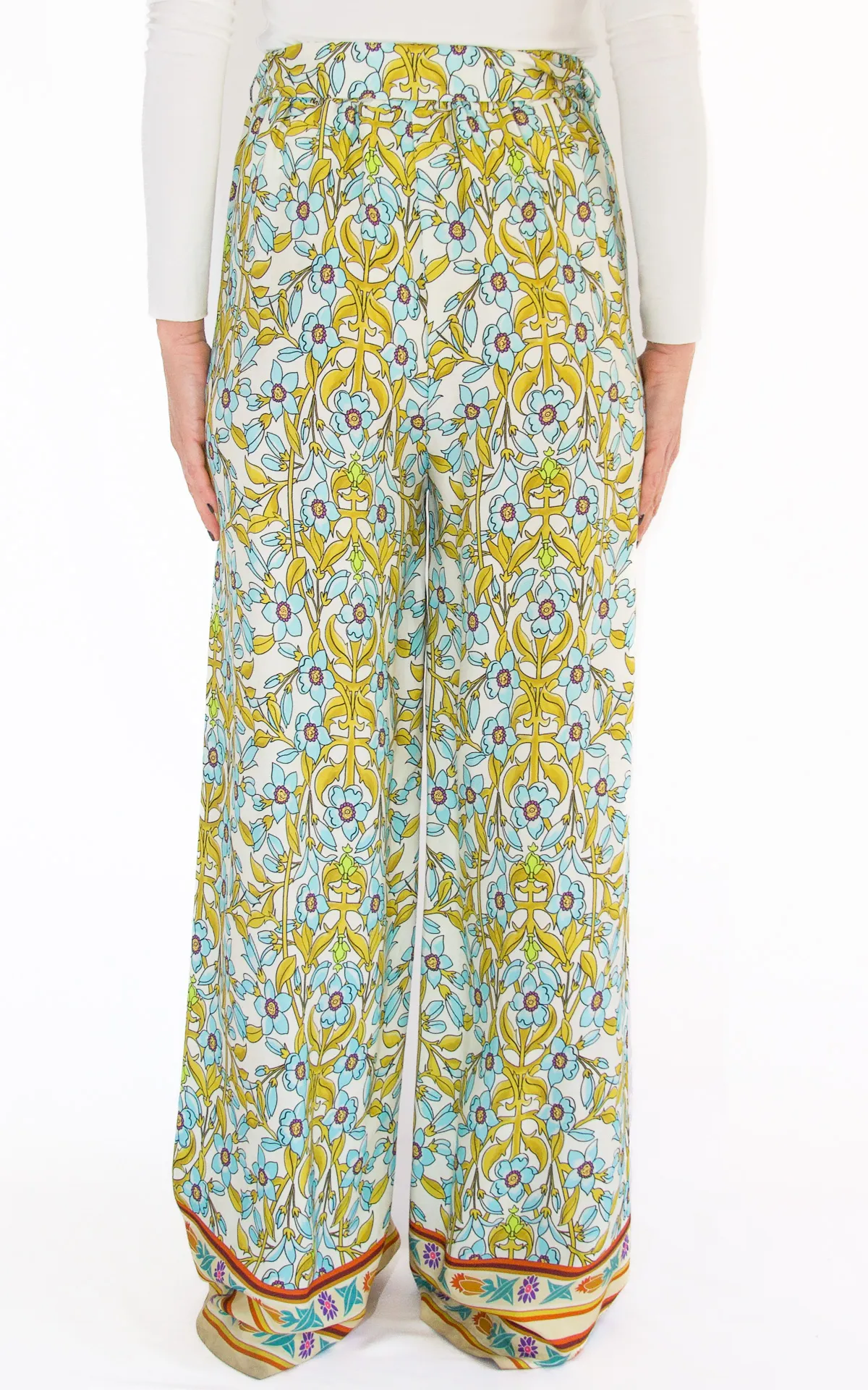 WuSide – pantalone palazzo fantasia – burro
