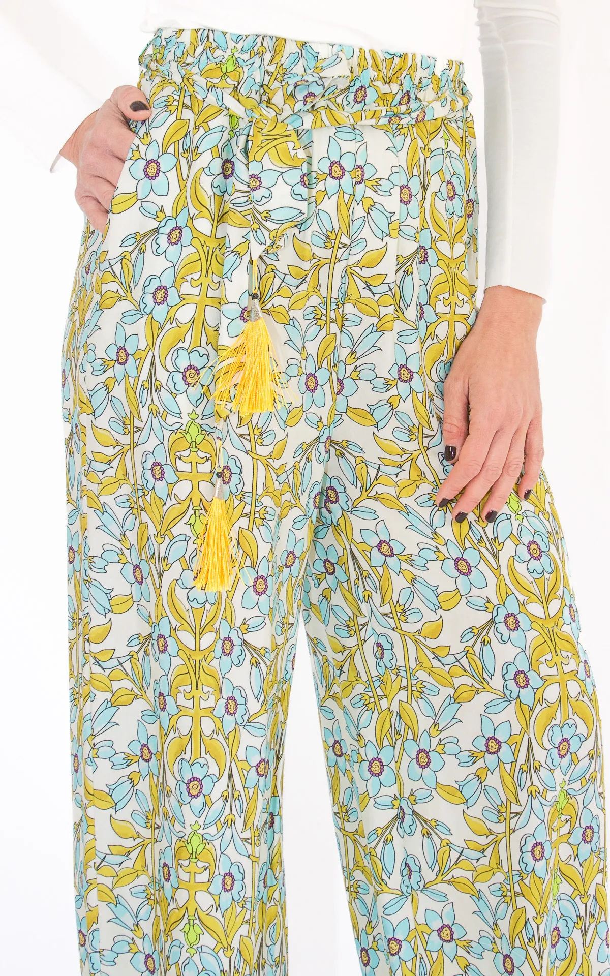 WuSide – pantalone palazzo fantasia – burro