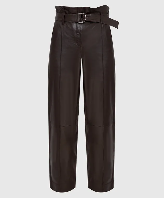 Yves Salomon Pantaloni in pelle marrone scuro ChangeClear 21WYP205XXAPXX