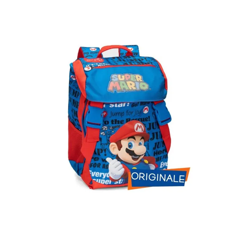 ZAINO ESTENSIBILE SUPERMARIO NINTENDO OFFICIAL 44X30X12+13CM BLU E ROSSO ZAINO SCUOLA E TEMPO LIBERO PANINI SCUOLA ITALY